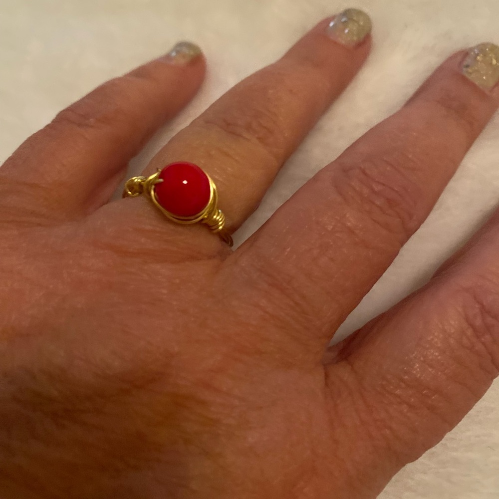 Gold Ring with Red Stone